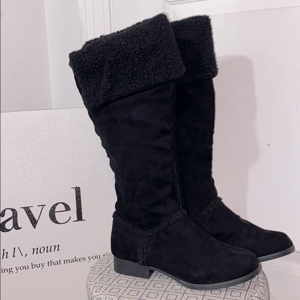 Black suede boots